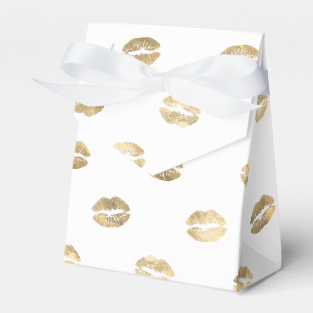 Caixinha De Lembrancinhas Faux Gold Foil Lipstick Favor Box (Frente)