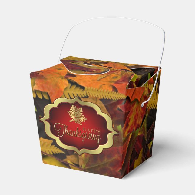Caixinha De Lembrancinhas Favor Box - Autumn Leaves Happy Graças (Frente)