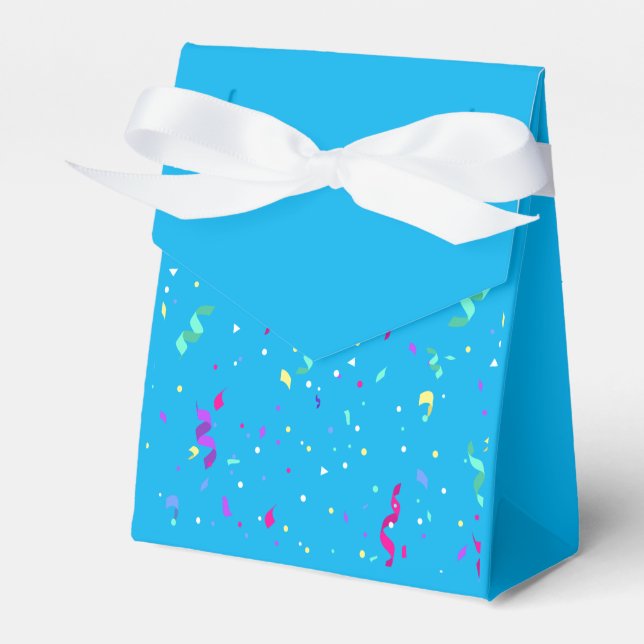 Caixinha De Lembrancinhas Favor Box Blue Confetti (Frente)