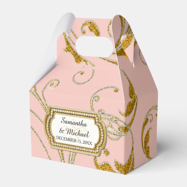 Caixinha De Lembrancinhas Favor Box Glam Old Hollywood Regency Black Tie (Frente)