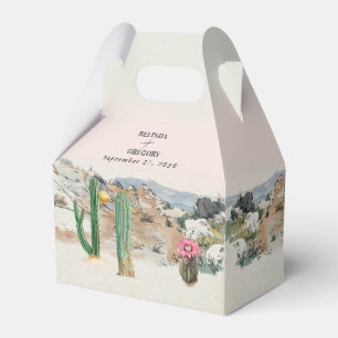 Caixinha De Lembrancinhas Favor de casamento Boho Cacto Deserto Aquarela