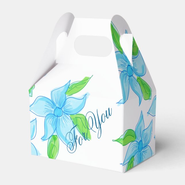 Caixinha De Lembrancinhas Favor de Convidado Flor Azul Clássico (Verso)