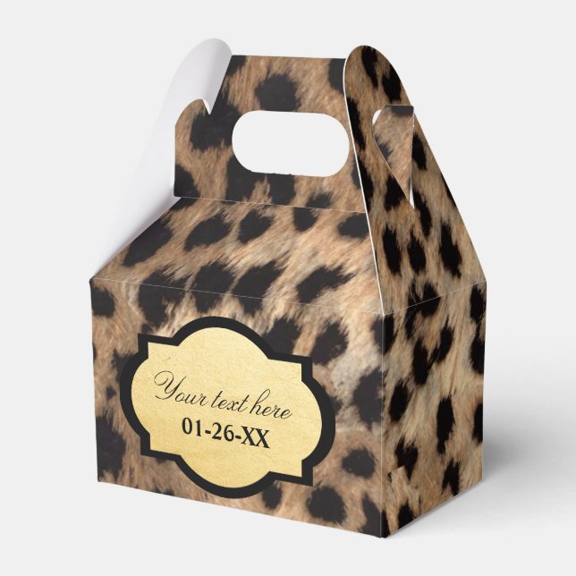 Caixinha De Lembrancinhas Favor do Partido Leopard Print & Gold Foil Chic Tr (Frente)