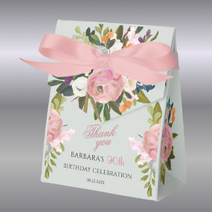 Caixinha De Lembrancinhas Favoritos de 90º aniversário Elegante Pintado Rosa