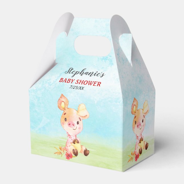 Caixinha De Lembrancinhas Fazenda de Chá de fraldas de cor d'água (Frente)