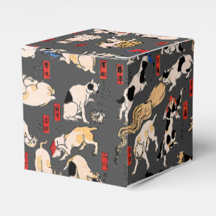 Caixinha De Lembrancinhas felinos japoneses gatinho Ukiyo-e engraçado