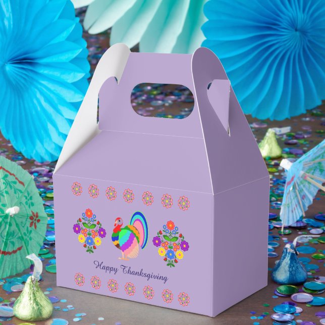 Caixinha De Lembrancinhas Feliz Ação de Graças. Flores design poloneses. (Festa)