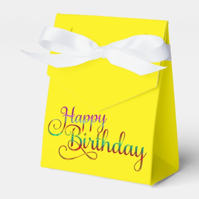 Caixinha De Lembrancinhas FELIZ ANIVERSÁRIO - design de texto + suas própria (Frente)