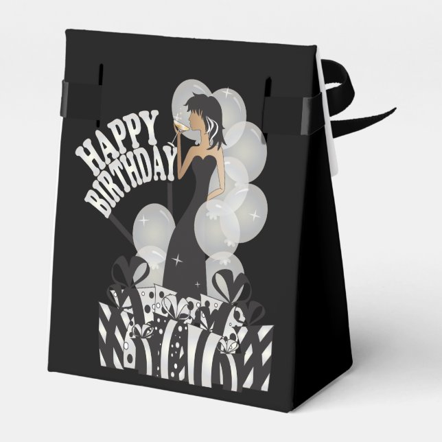 Caixinha De Lembrancinhas Feliz aniversário Diva Girl | DIY Name | Branco (Verso)