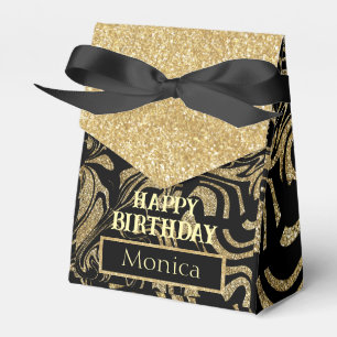 Caixinha De Lembrancinhas Feliz Aniversário Dourado Brilho personalizado