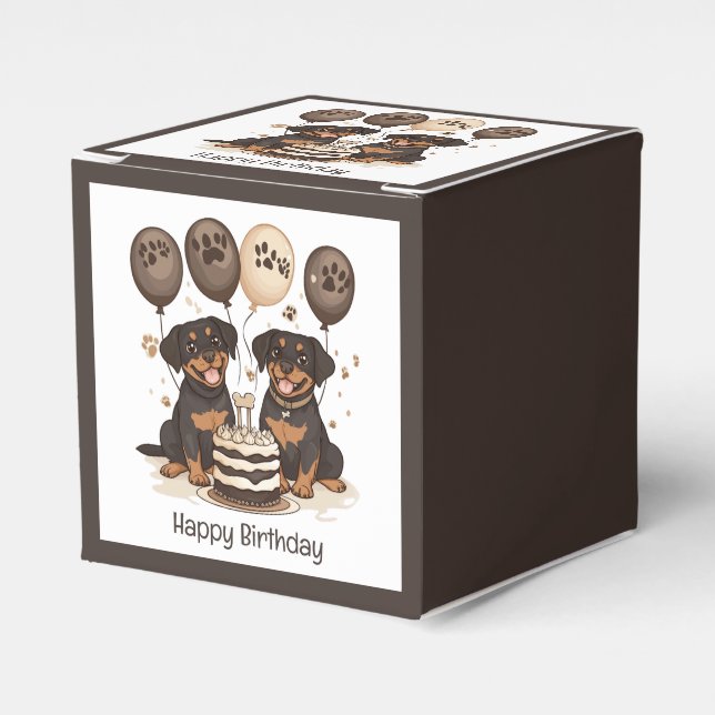Caixinha De Lembrancinhas Feliz Aniversário Rottweiler Cães (Frente)