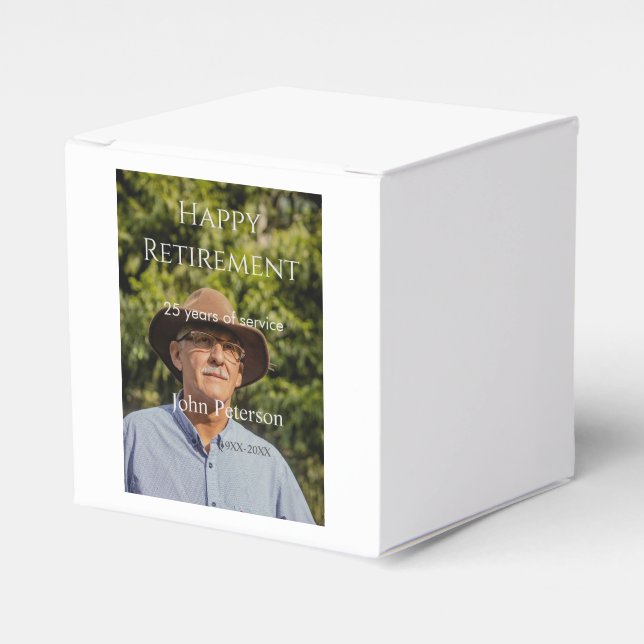 Caixinha De Lembrancinhas Feliz foto de aposentadoria nome ano anos de servi (Frente)