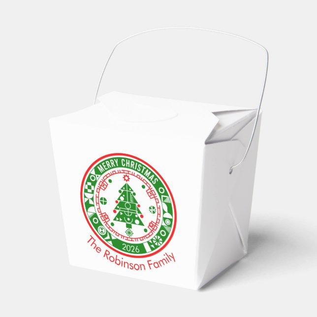 Caixinha De Lembrancinhas Feliz Natal com nome de família (Frente)