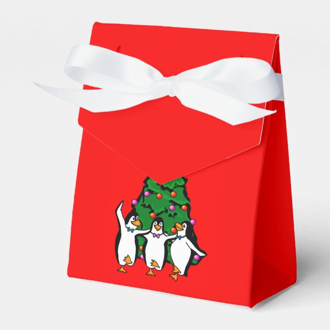 Caixinha De Lembrancinhas Feliz Natal Pinguins Tent Box (Frente)