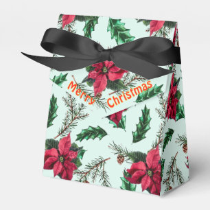 Caixinha De Lembrancinhas Feliz Natal Red Poinsettia Greenery Gift Box