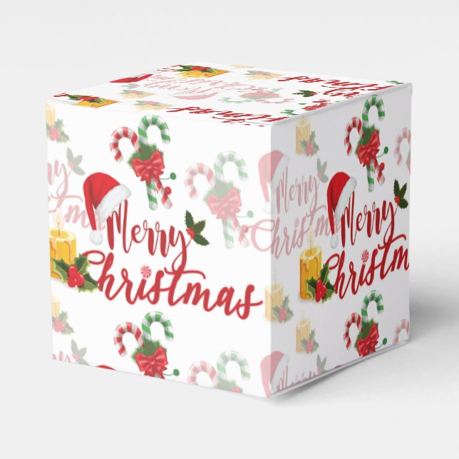 Caixinha De Lembrancinhas Feliz Natal - Script de Caligrafia (Frente)