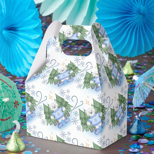 Caixinha De Lembrancinhas Férias de Natal dos Ursos Polares Festivos (Festa)