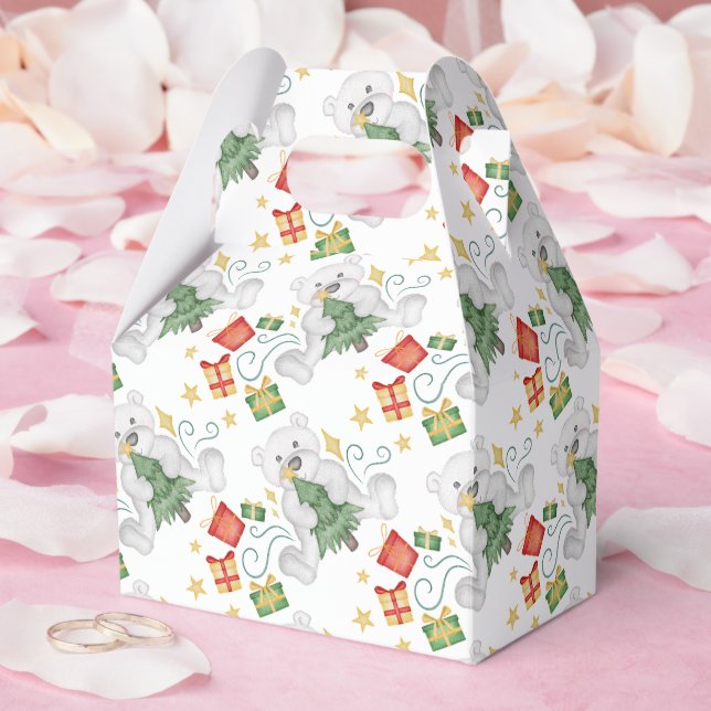 Caixinha De Lembrancinhas Férias de Natal dos Ursos Polares Festivos (Casamento)