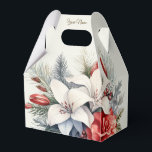 Caixinha De Lembrancinhas Férias Vermelhas Brancas do Partido do Natal Elega<br><div class="desc">Flores Vermelhas Brancas Férias Feriadas Férias Legantes Caixas de Favor. Único,  bonito,  na moda design. Fácil de ser personalizado. O estilo,  o tamanho e as cores da fonte podem ser alterados. Itens correspondentes disponíveis.</div>