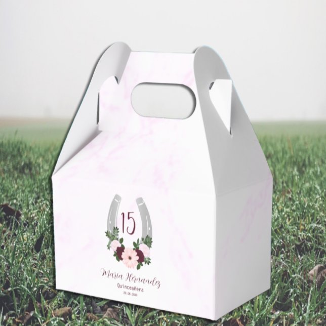 Caixinha De Lembrancinhas Ferradura Floral Ocidental Quinceanera (Criador carregado)