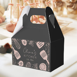 Caixinha De Lembrancinhas Ferramentas de Cozinhar Glitter Dourado para Rosa 