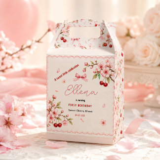 Caixinha De Lembrancinhas Festa de 1º Aniversário da menina com Flor de Cere