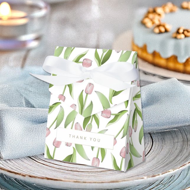 Caixinha De Lembrancinhas Festa de Agradecimento de Tulipa Rosa Moderna (Criador carregado)