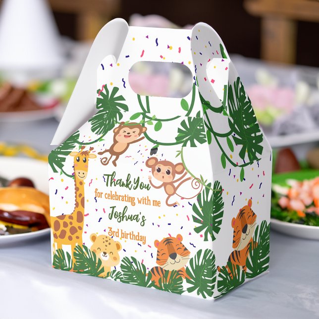 Caixinha De Lembrancinhas Festa de animais da selva, safari, aniversário (Cute jungle animal party safari birthday favor box)