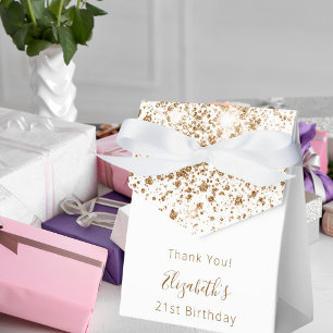 Caixinha De Lembrancinhas Festa de aniversário branco dourado obrigado