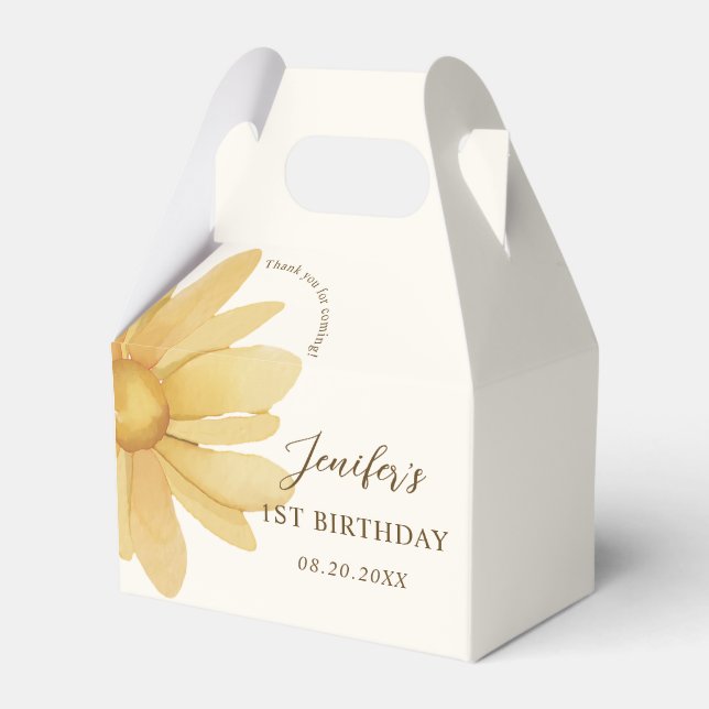 Caixinha De Lembrancinhas Festa de aniversário Cute Boho Groovy Daisy (Frente)