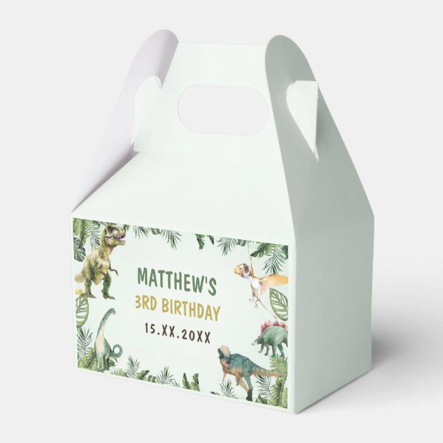 Caixinha De Lembrancinhas Festa de aniversário de 3 anos de Menino Dinossaur (Frente)