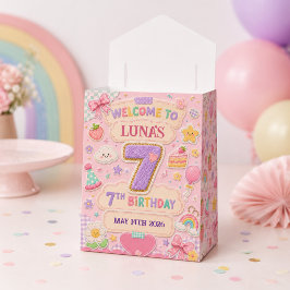 Caixinha De Lembrancinhas Festa de Aniversário de 7 Anos Menina Arco-Íris Pa