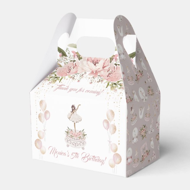 Caixinha De Lembrancinhas Festa de aniversário de balé preto do brownete Bal (Frente)