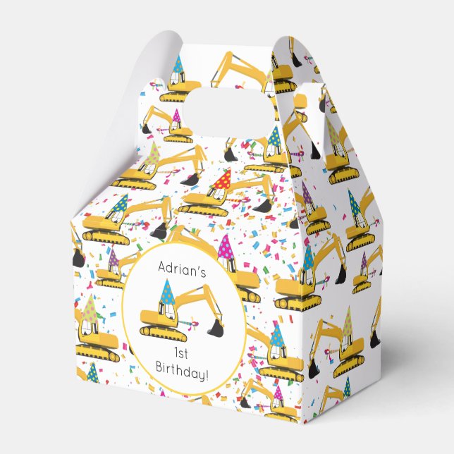 Caixinha De Lembrancinhas Festa de aniversário de Caminhão de Construção da  (Frente)