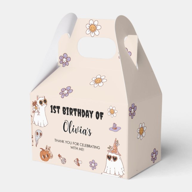 Caixinha De Lembrancinhas Festa de aniversário de Groovy Halloween (Frente)