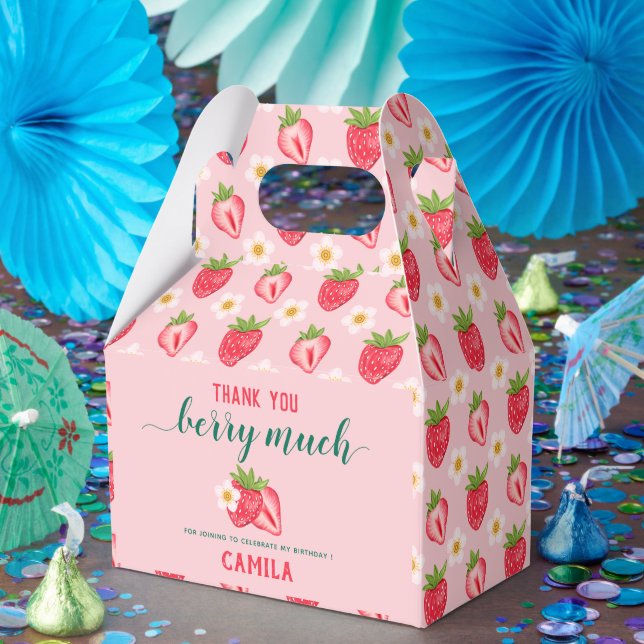 Caixinha De Lembrancinhas Festa de aniversário De Morango Muito Obrigado (Festa)