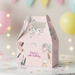 Caixinha De Lembrancinhas Festa de aniversário de rosa com poeira fina