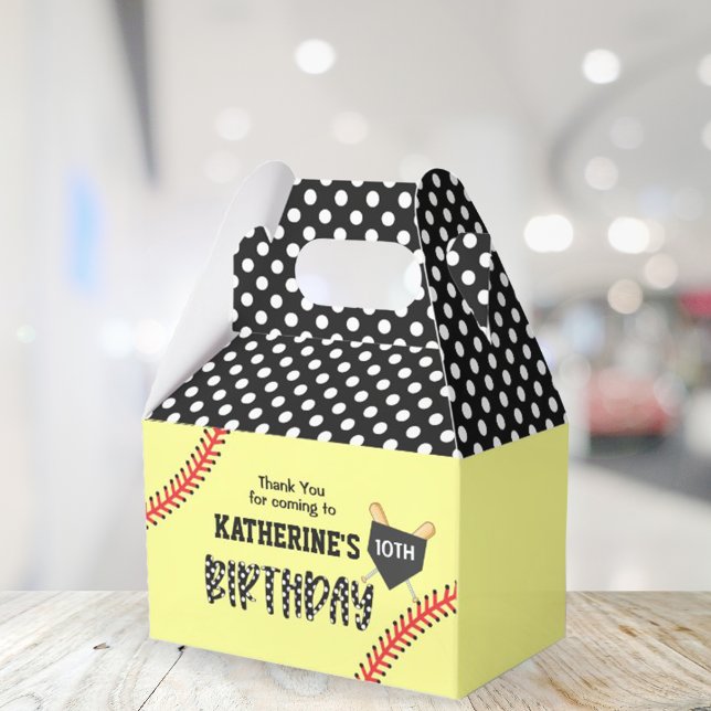 Caixinha De Lembrancinhas Festa de aniversário de Softball (Girl Softball Birthday Party Favor Boxes)
