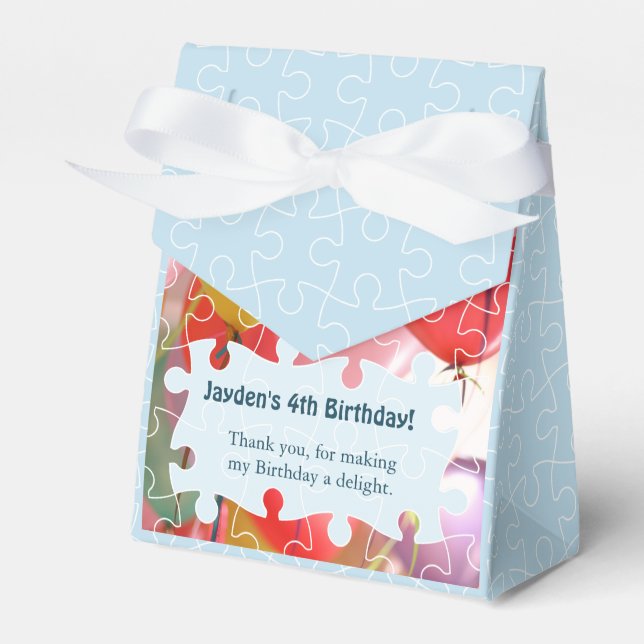 Caixinha De Lembrancinhas Festa de Aniversário do Quebra-cabeça Balão de Rep (Frente)