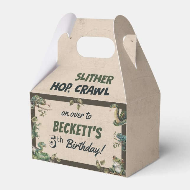Caixinha De Lembrancinhas Festa de aniversário do Reptile Themed Kid (Frente)