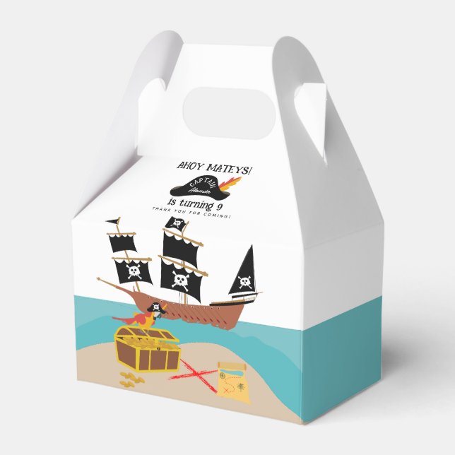 Caixinha De Lembrancinhas Festa de aniversário do tema Pirata Obrigado (Frente)