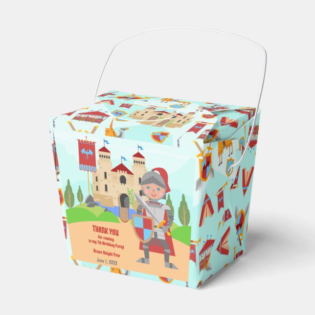 Caixinha De Lembrancinhas Festa de aniversário do Torneio de Cavaleiros Medi (Frente)