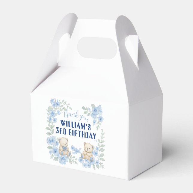 Caixinha De Lembrancinhas Festa de aniversário do Urso de Teddy (Frente)