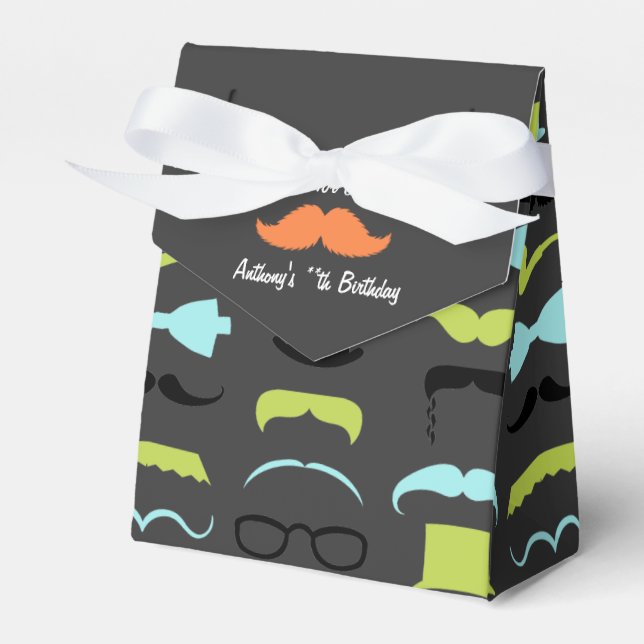 Caixinha De Lembrancinhas Festa de Aniversário Personalizada Bigode do Peque (Frente)