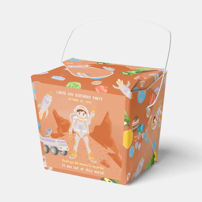 Caixinha De Lembrancinhas Festa de aniversário temática do astronauta de Mar (Frente)