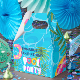 Caixinha De Lembrancinhas Festa de Aniversário Tropical na Piscina