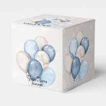 Festa de Balões Azuis e Brancos em Aquarela Fofa