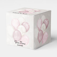 Festa de Balões Rosa e Branco em Aquarela Fofa