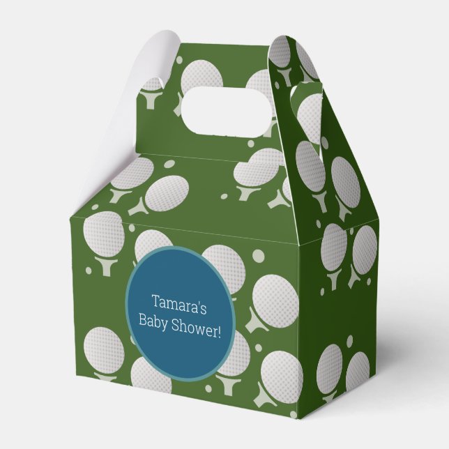 Caixinha De Lembrancinhas Festa de Bola Moderna de Golfe Padrão de Bebê de A (Frente)