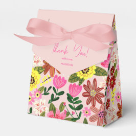 Caixinha De Lembrancinhas Festa de Chá de fraldas de Garota Floral Rosa-Rosa